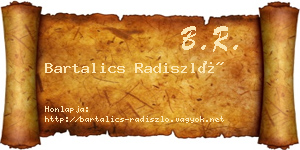 Bartalics Radiszló névjegykártya